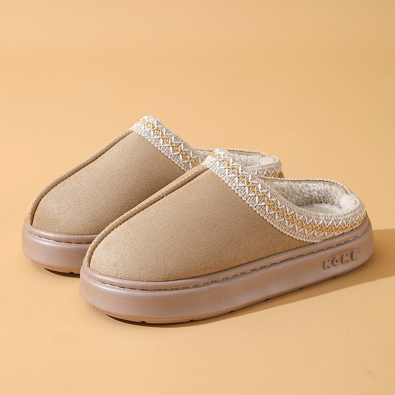 Winter Thick-soled Home Warm Plus Velvet Non-slip Cotton Slippers