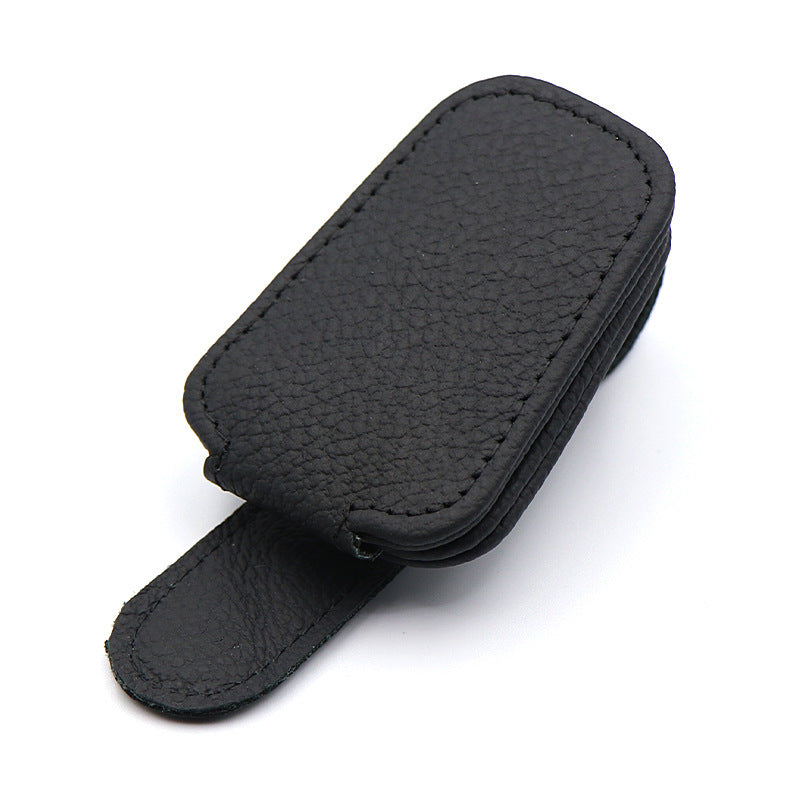 Magnetic PU Leather Sunglasses Holder for Car Visor