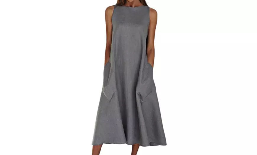 Women's Sleeveless Casual Long Dresses with Pockets