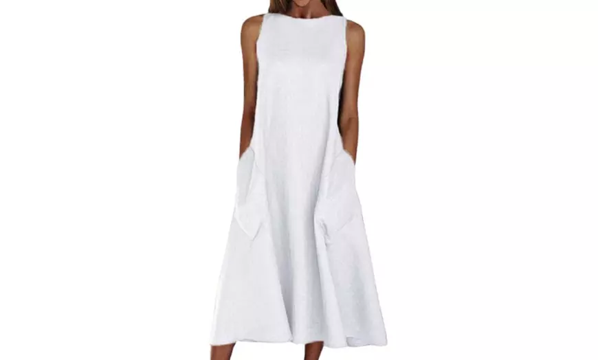 Women's Sleeveless Casual Long Dresses with Pockets