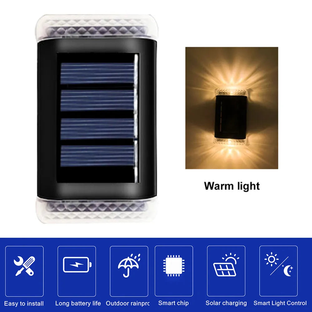 2 Pcs Solar Wall Light Outdoor Waterproof Balcony Wall Lights