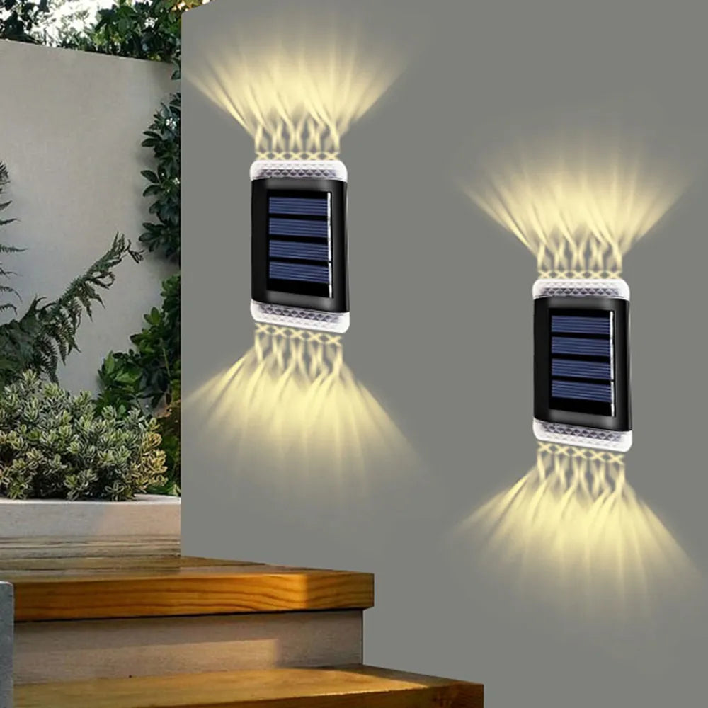 2 Pcs Solar Wall Light Outdoor Waterproof Balcony Wall Lights