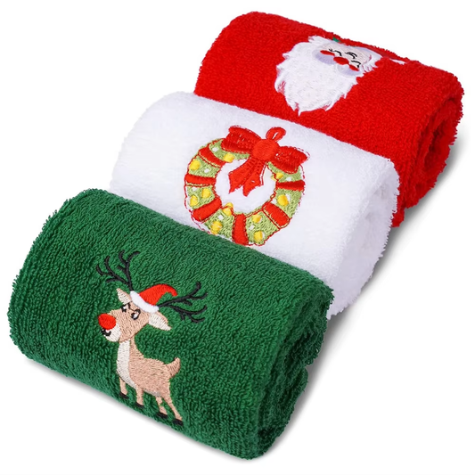 Christmas Soft Cotton Towels 3pcs Set