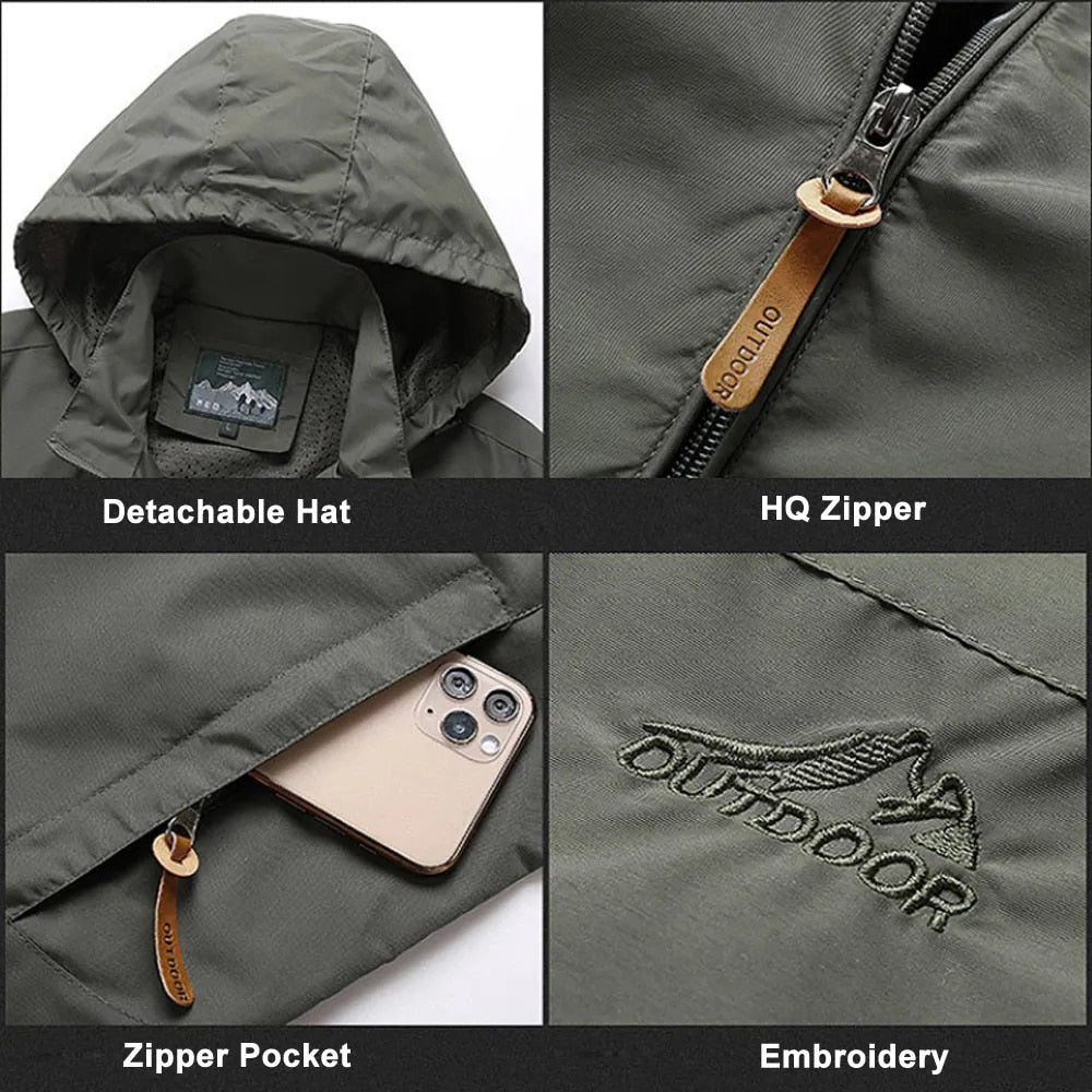 Windbreaker Men Tactical Jacket Waterproof Outdoor Hooded Coat