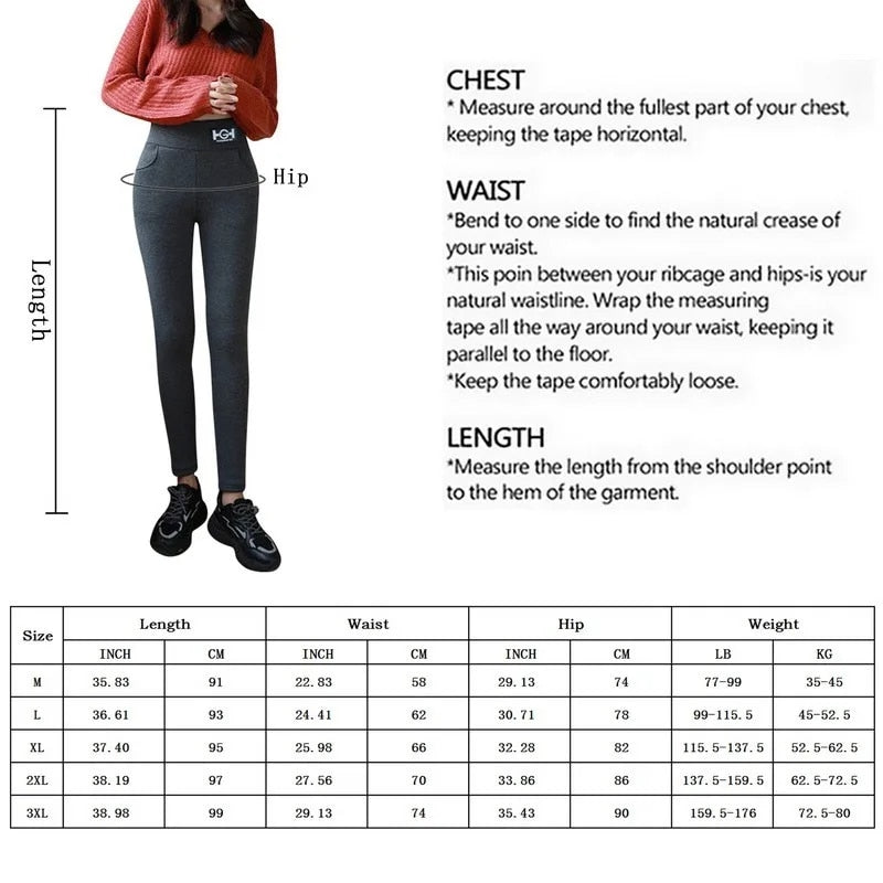 Winter Women Leggings Solid Warm Leggings